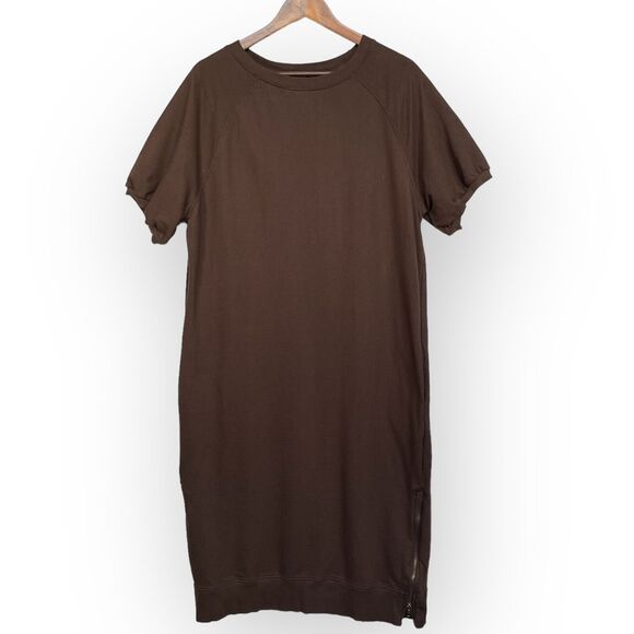 Cloth by Design T-Shirt Dress Women Size M Brown Crew Neck 100% Cotton - Picture 1 of 12
